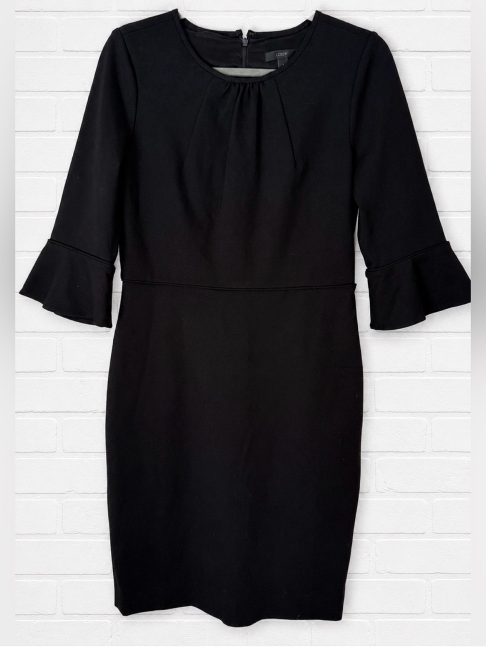 J.Crew Black Sheath Dress Size 6 Bell Sleeve Work Office Career